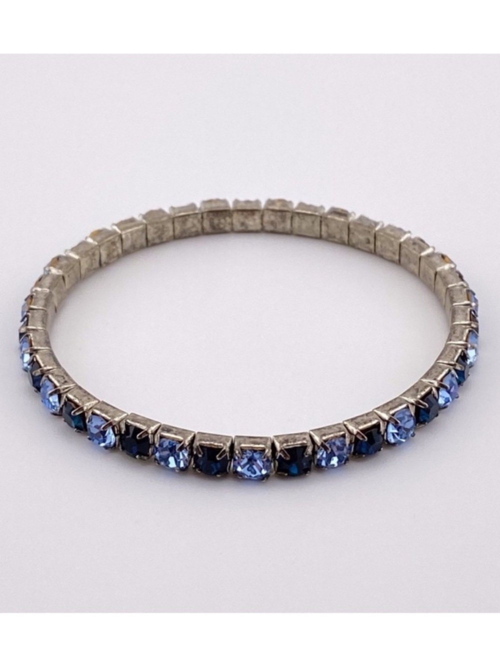 (7) Blue Rhinestone Stretch Bracelet